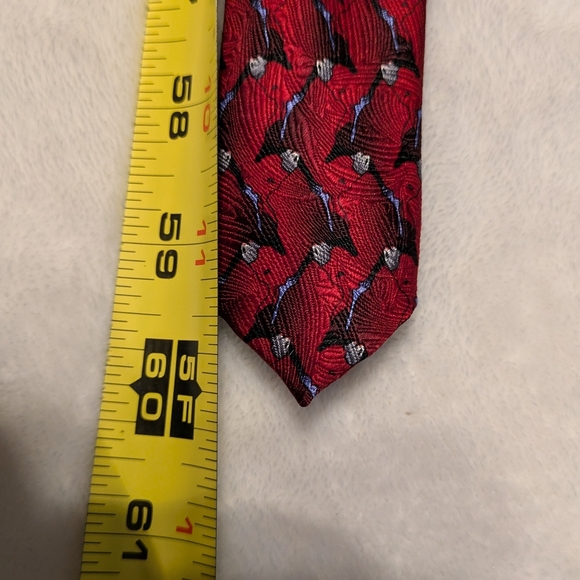 Red Donkey Patterned Men's Tie - Picture 7 of 7
